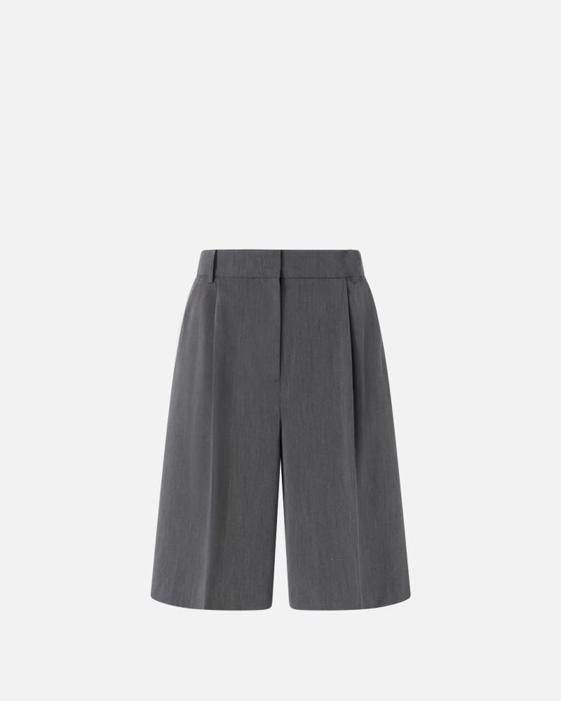 Grey Bermuda shorts in fresh wool with tailored pleats | PINKO (Global)