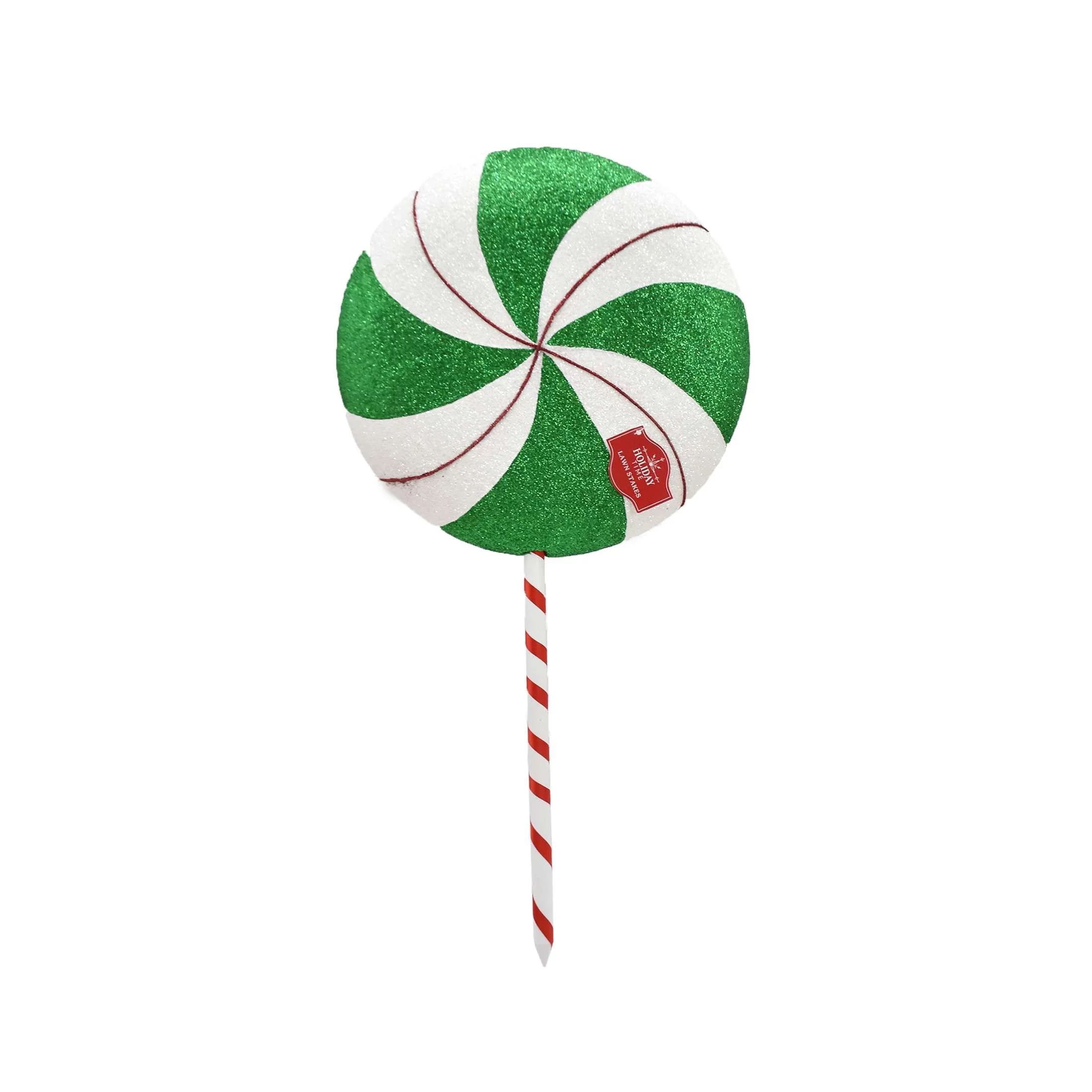 Green and White Lollipop Shape Yard Stake Outdoor Decor, 23.6 in, by Holiday Time - Walmart.com | Walmart (US)