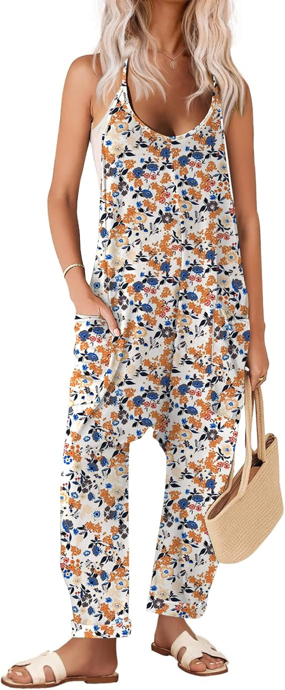 Ekouaer Womens Jumpsuit Sleeveless Casual Summer Overalls Jumpers Spaghetti Strap Baggy Long Pant... | Amazon (US)