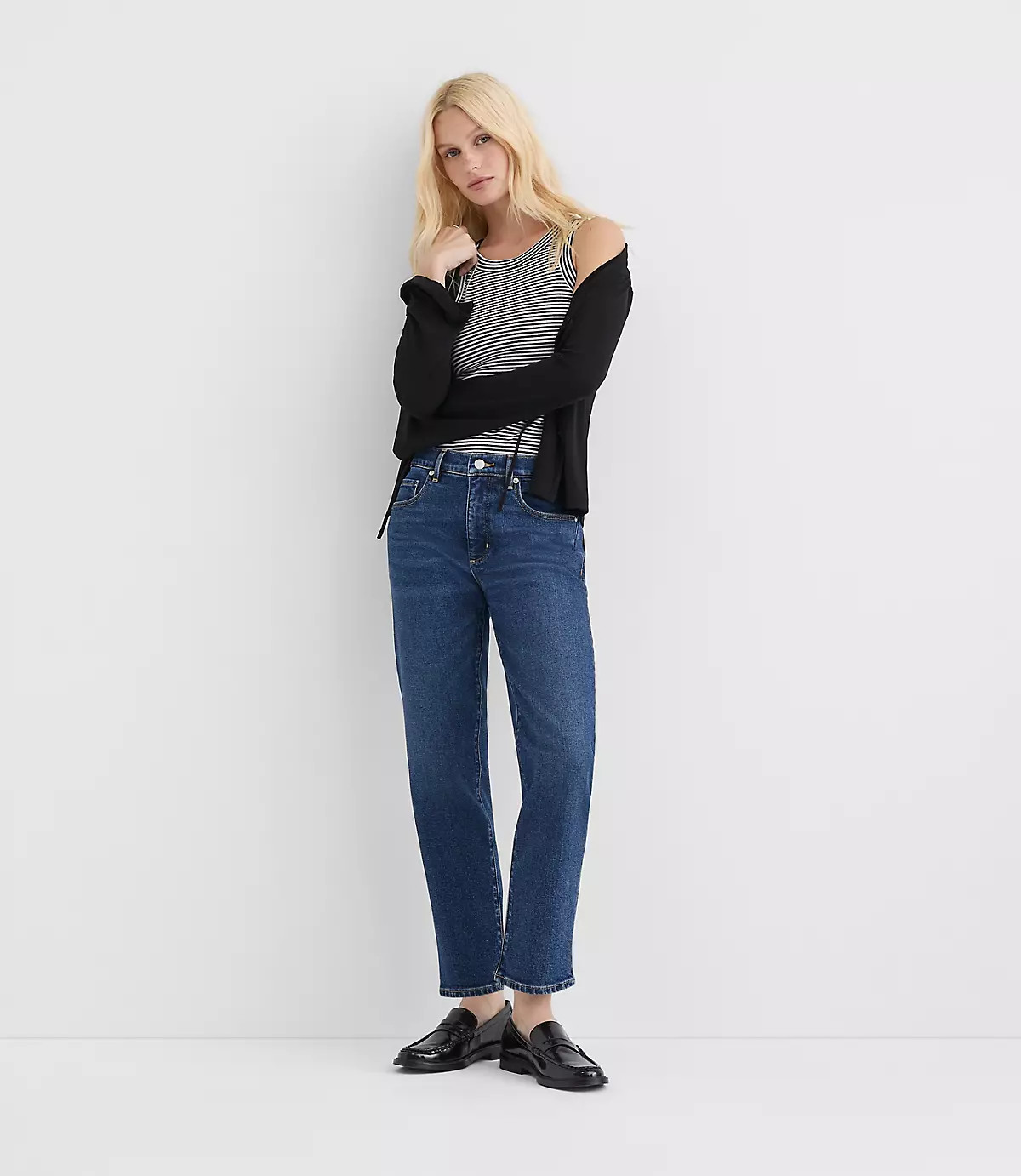 Rivete Mid Rise Slim Jeans in Muse Wash | LOFT