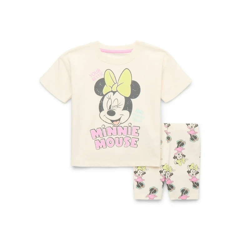 Minnie Mouse Toddler Girl Graphic Tee and Bike Shorts Set, 2-Piece, Sizes 12M-5T | Walmart (US)