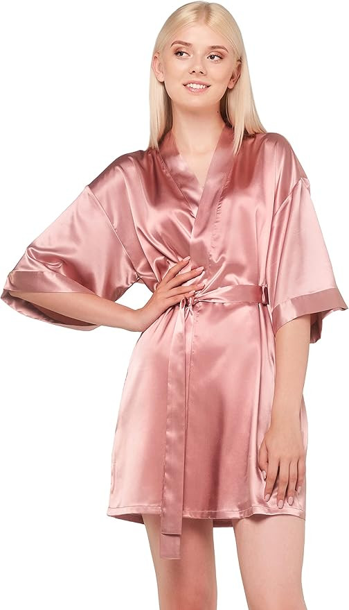 Turquaz Women's Bride Bridesmaids Robe - Satin Kimono Robes for Women | Amazon (US)