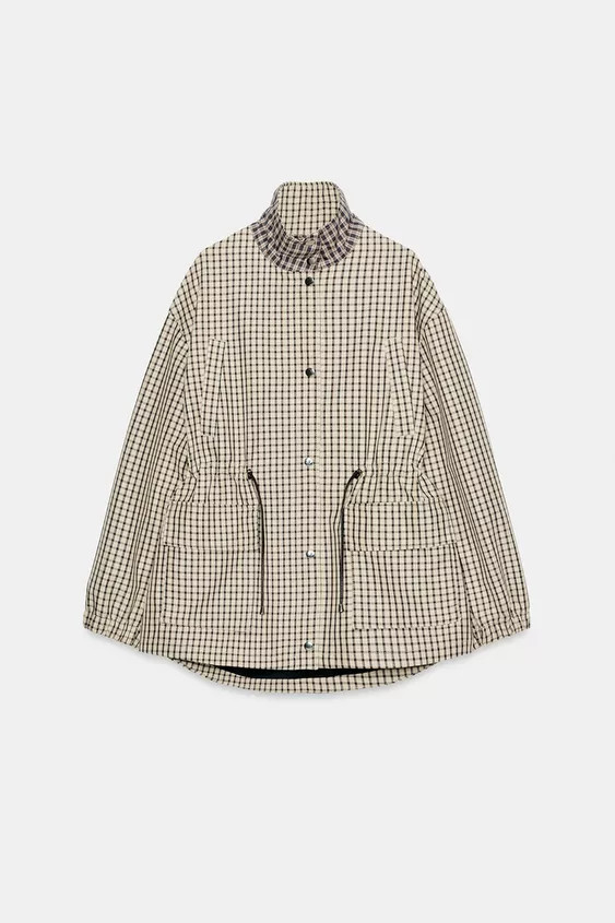 CHECK HIGH-NECK JACKET | Zara UK