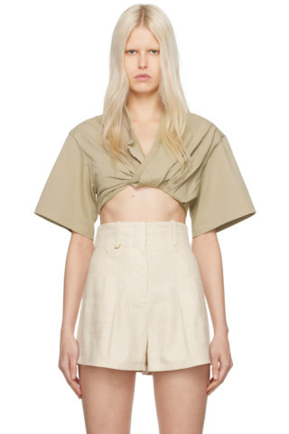 JACQUEMUS - Beige 'Le t-Shirt Bahia court' T-Shirt | SSENSE