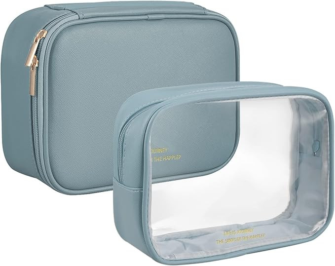 UMUMPINGG Travel Makeup Bag for Women,2 Pack PU Leather Make up Brush Cosmetic Bags for Girl,Larg... | Amazon (US)