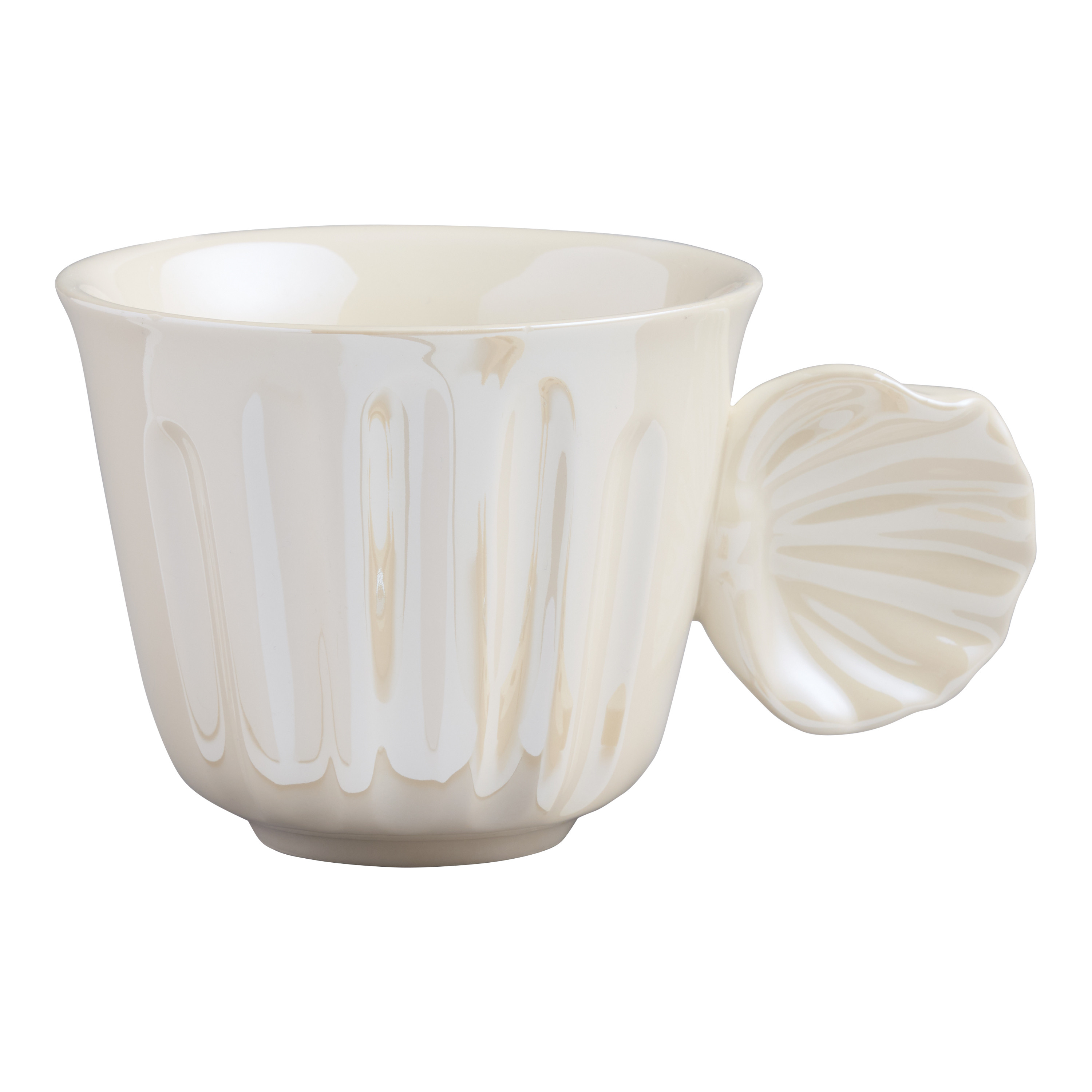 White Iridescent Seashell Handle Espresso Mug - World Market | World Market