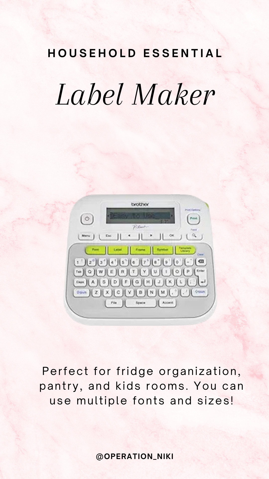 A label maker is a total game-changer for home organization! ✨ From the pantry to the bathroom, everything has a place—and now it’s easy to find. Plus, there’s just something so satisfying about those crisp little labels! 🏠🗂️ Follow for more @OPERATION_NIKI on IG, TikTok, & Facebook sahm, mom essentials, kitchen clean, home appliances, life hack, work from home, cleaning products, home, cleaning inspo, kitchen ideas, wedding guest dress, stay at home mom, deep clean, kitchen restock, cleantok, refill, kitchen home appliances, organization laundry, detergent, soap, dispenser, bathroom, organization

 

 #LTKMostLoved #LTKHome #LTKSpring