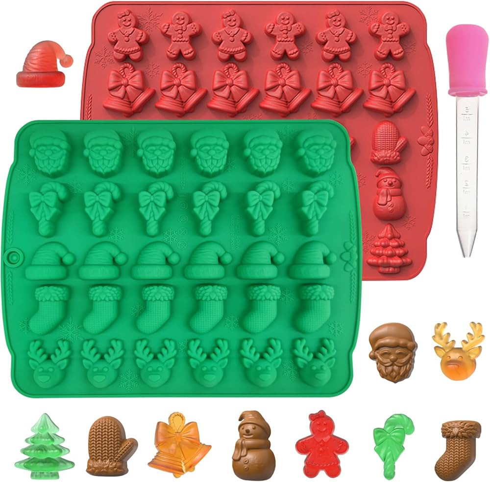 Amazon.com: EDUEE Christmas Chocolate Molds Silicone Gummy Molds Christmas Sock Bell Gingerbread... | Amazon (US)