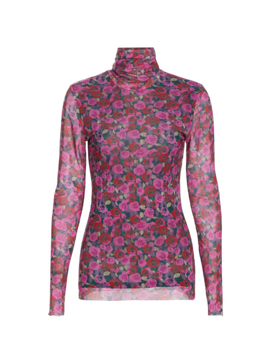 GanniMesh Floral Turtleneck | Saks Fifth Avenue
