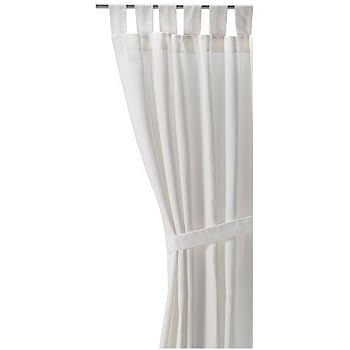 Ikea LENDA Pair of curtains with tie-backs, white (bleached) 2 Panels, 55" x 98" | Amazon (US)