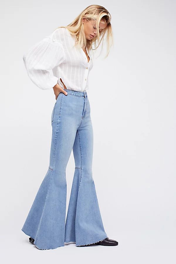 Just Float On Flare Jeans by We The Free at Free People, Bermondsey Blue, 33 S | Free People (Global - UK&FR Excluded)