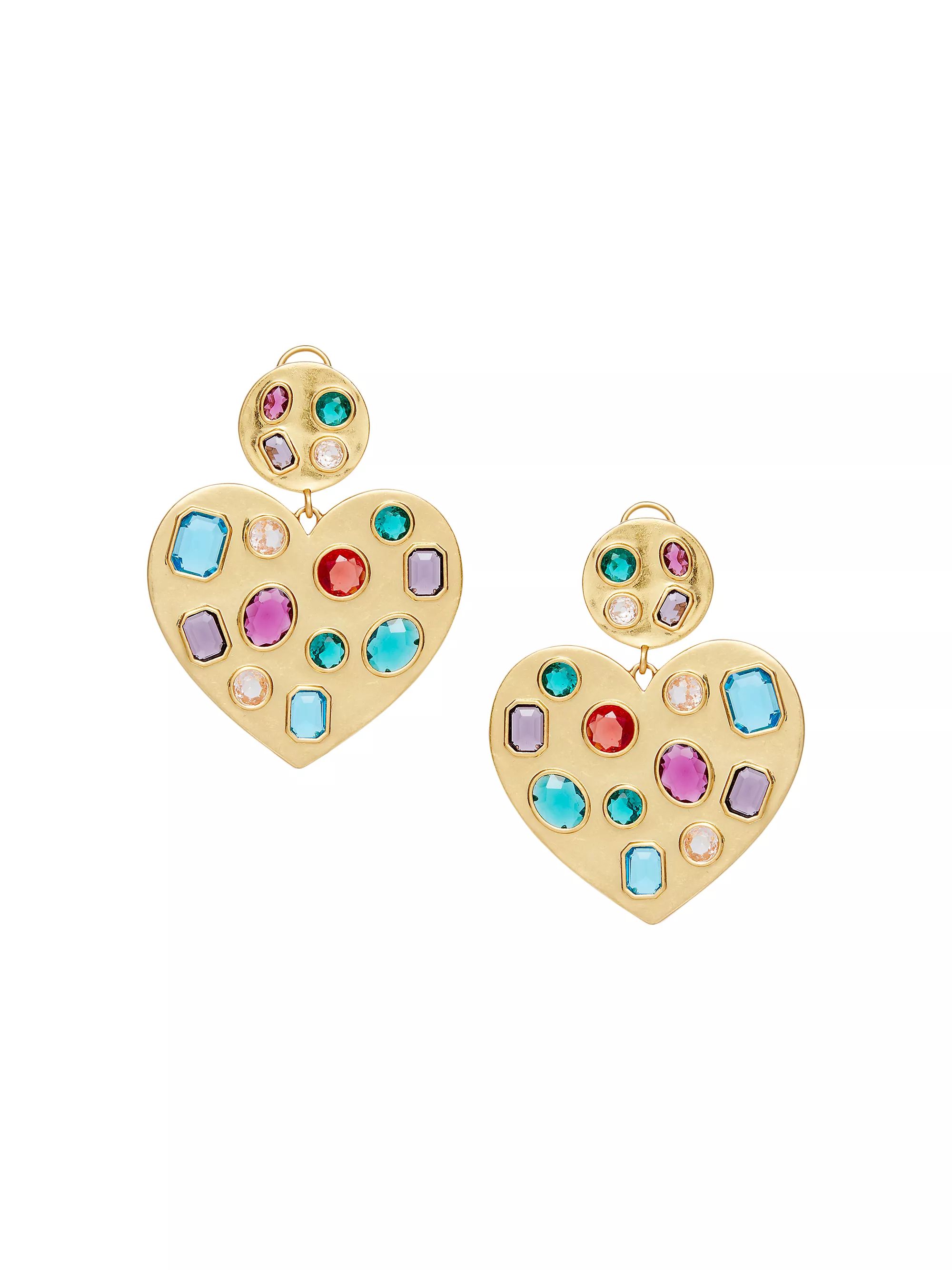 Goldtone & Crystal Heart Drop Earrings | Saks Fifth Avenue