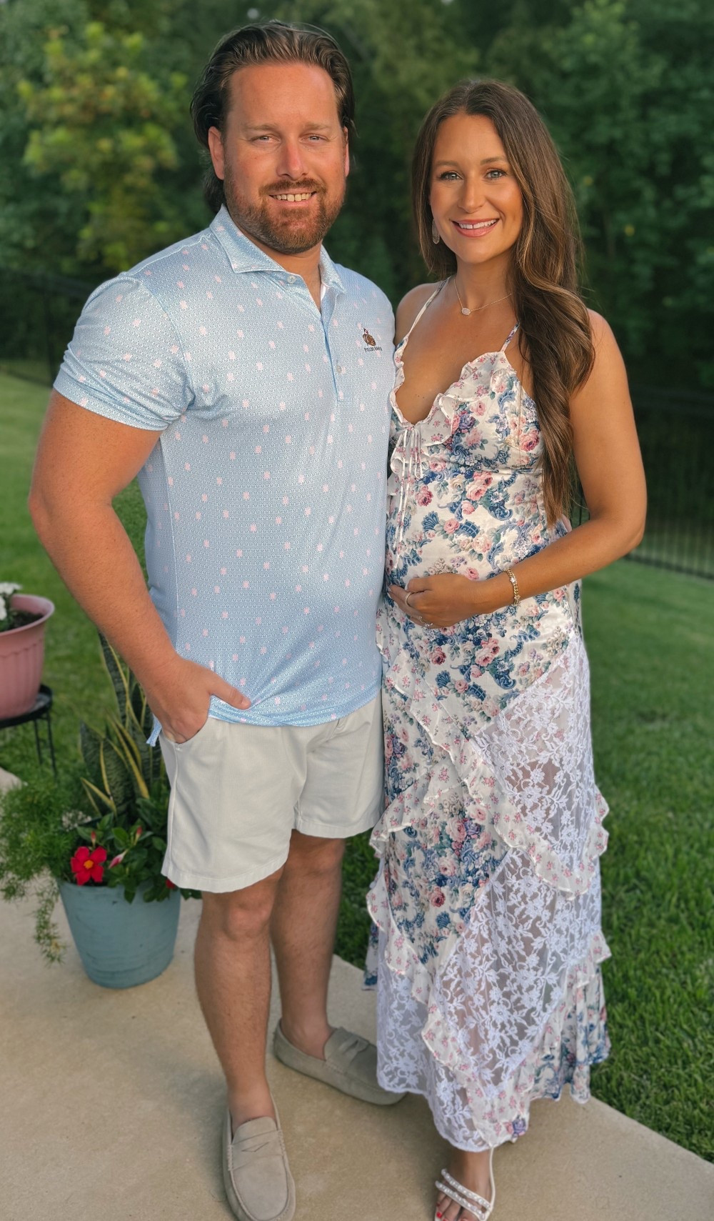 My maxi dress from the gender reveal featuring pinks and blue is on sale at #revolve