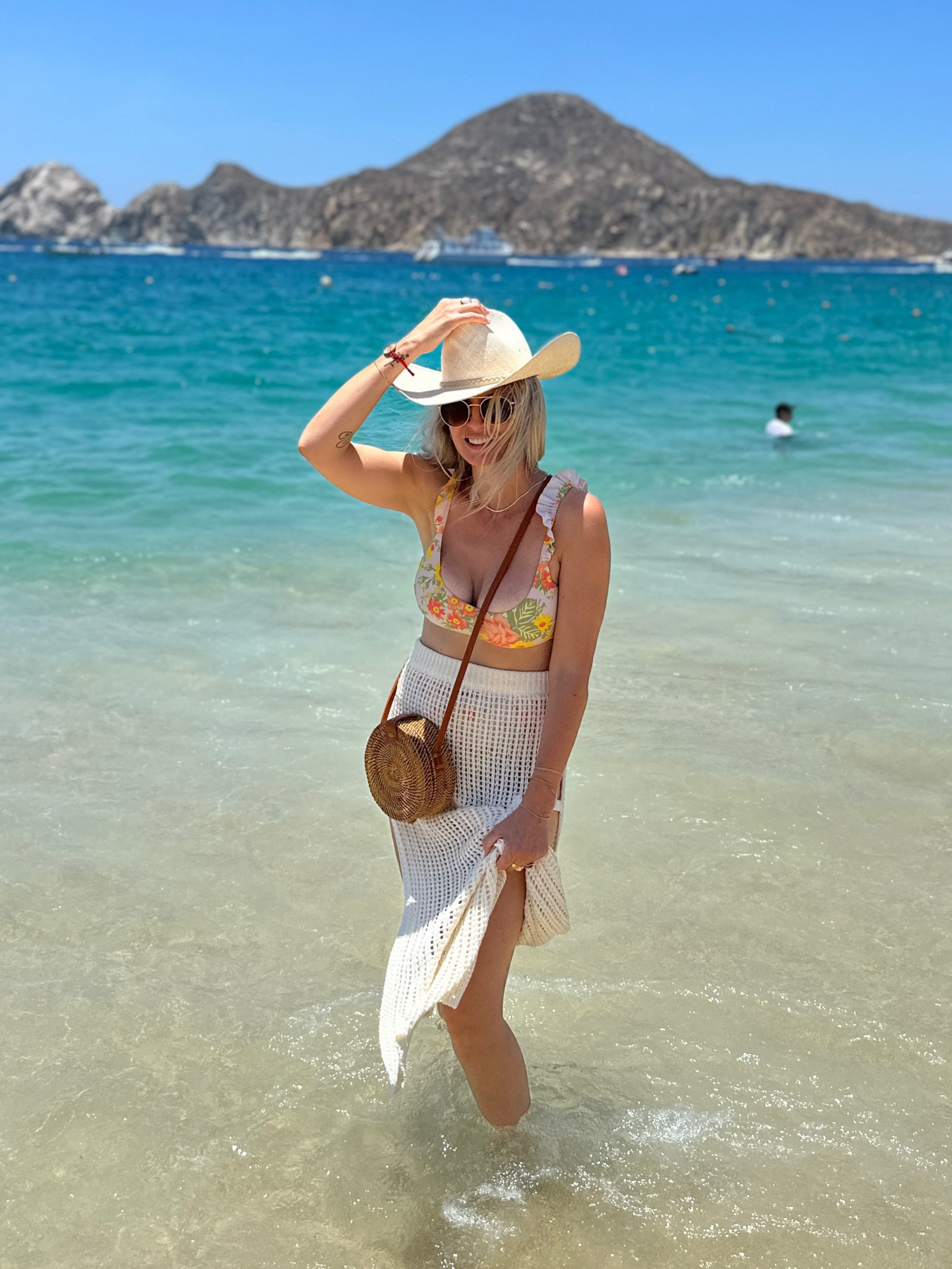 Vacation outfit to Cabo San Lucas. 
Two piece set with a cover up and my straw Western Stetson hat. 
Coastal cowgirl on the beach! 

#LTKunder50 #LTKtravel #LTKswim