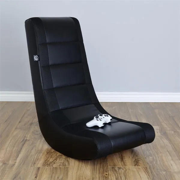 The Crew Furniture Classic Video Rocker Gaming Chair Faux Leather Mesh Black/Black | Wish