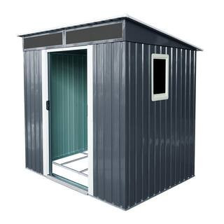 Outdoor Storage Shed 6 ft. W x 5 ft. D Metal Shed with Window and Foundation Black (30 sq. ft. ) | The Home Depot