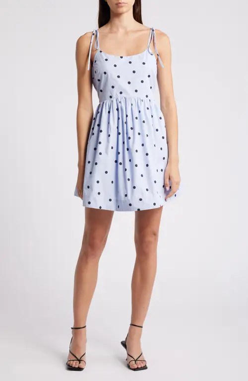 English Factory Polka Dot Minidress in Powder Blue at Nordstrom, Size Small | Nordstrom