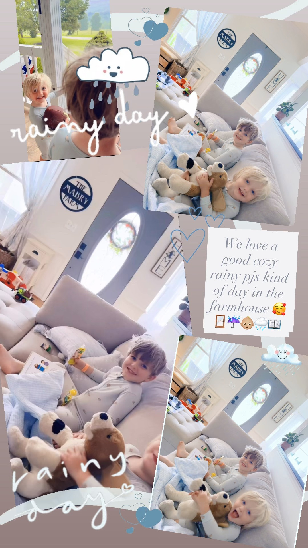 We love a good cozy rainy pjs kind of day in the farmhouse 🥰🪟☔️👶🏼🌧️📖