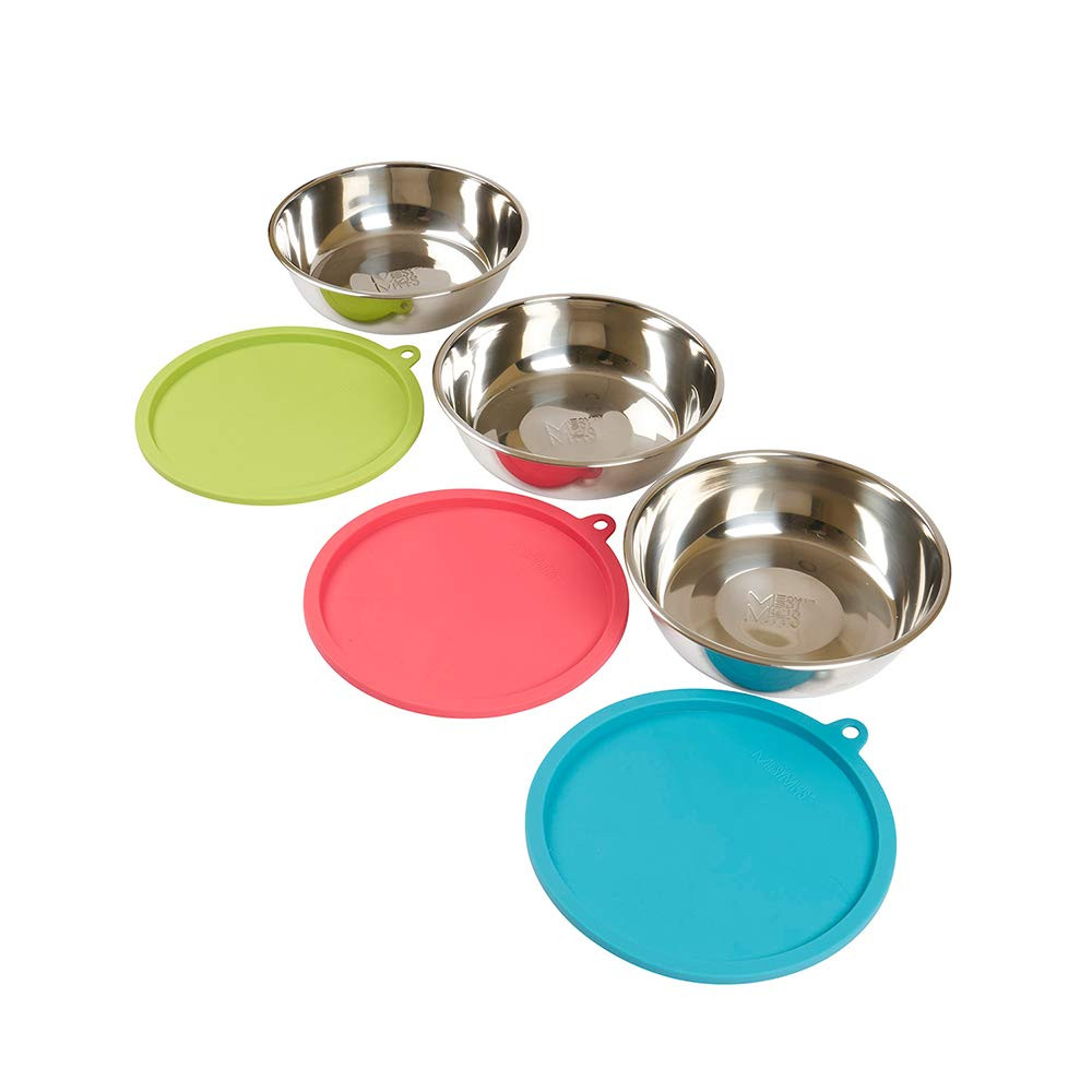Messy Mutts 6-Piece Set | Three Stainless Steel Bowls and Three Colorful Silicone Lids | Sealable... | Amazon (US)