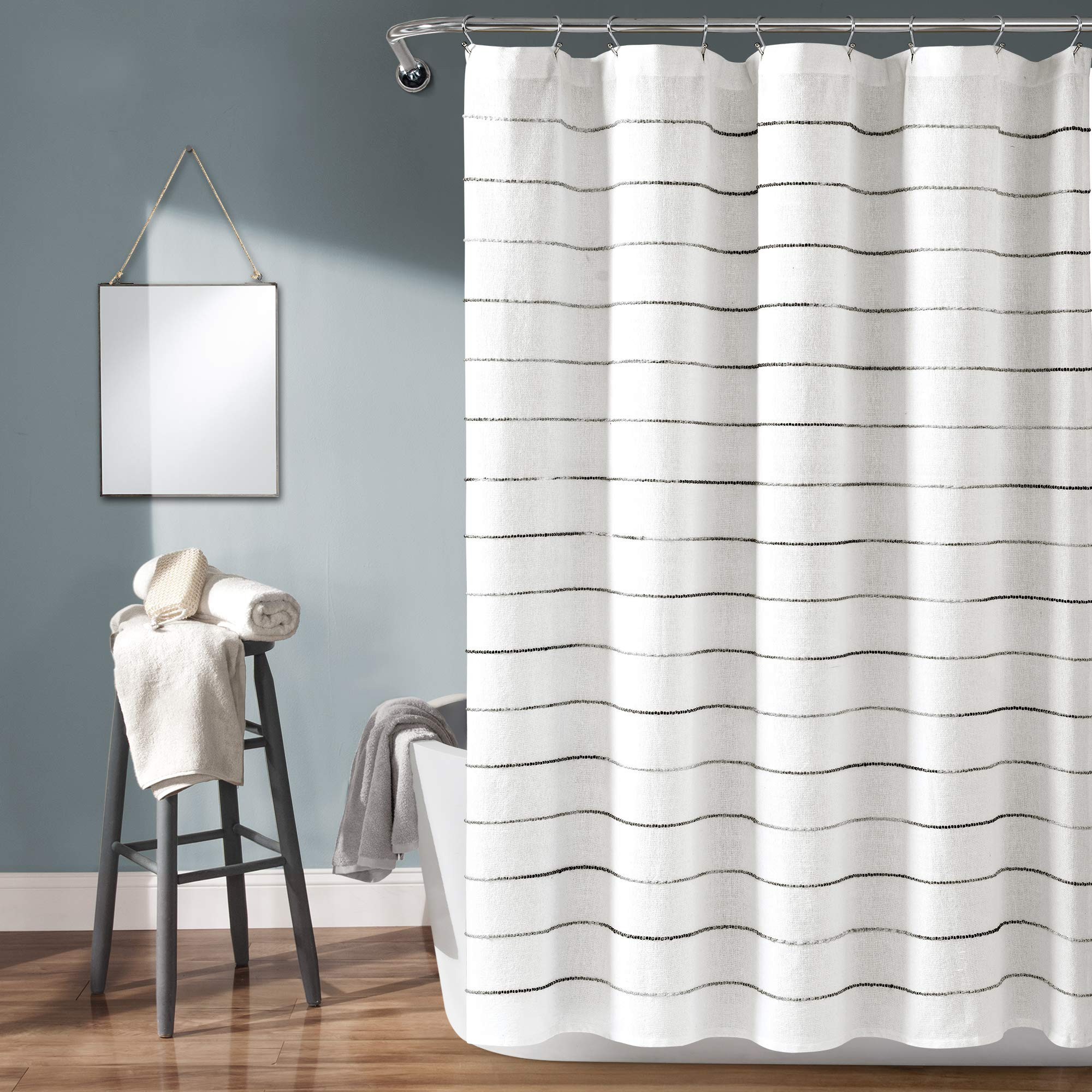Lush Decor Ombre Stripe Yarn Dyed Cotton Shower Curtain, 72" W x 72" L, Gray & Multi - Fabric Sho... | Amazon (US)