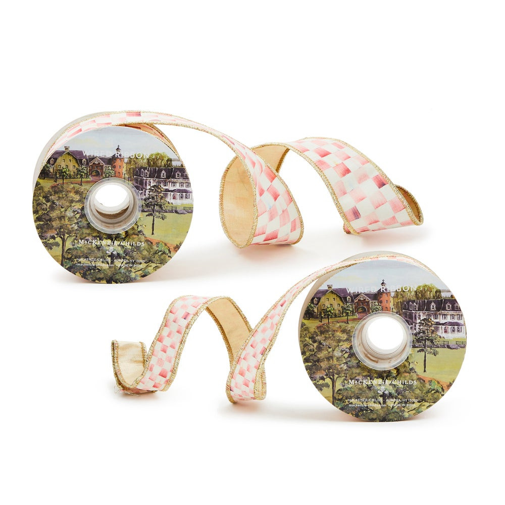 Rosy Check Ribbon, Set of 2 | MacKenzie-Childs
