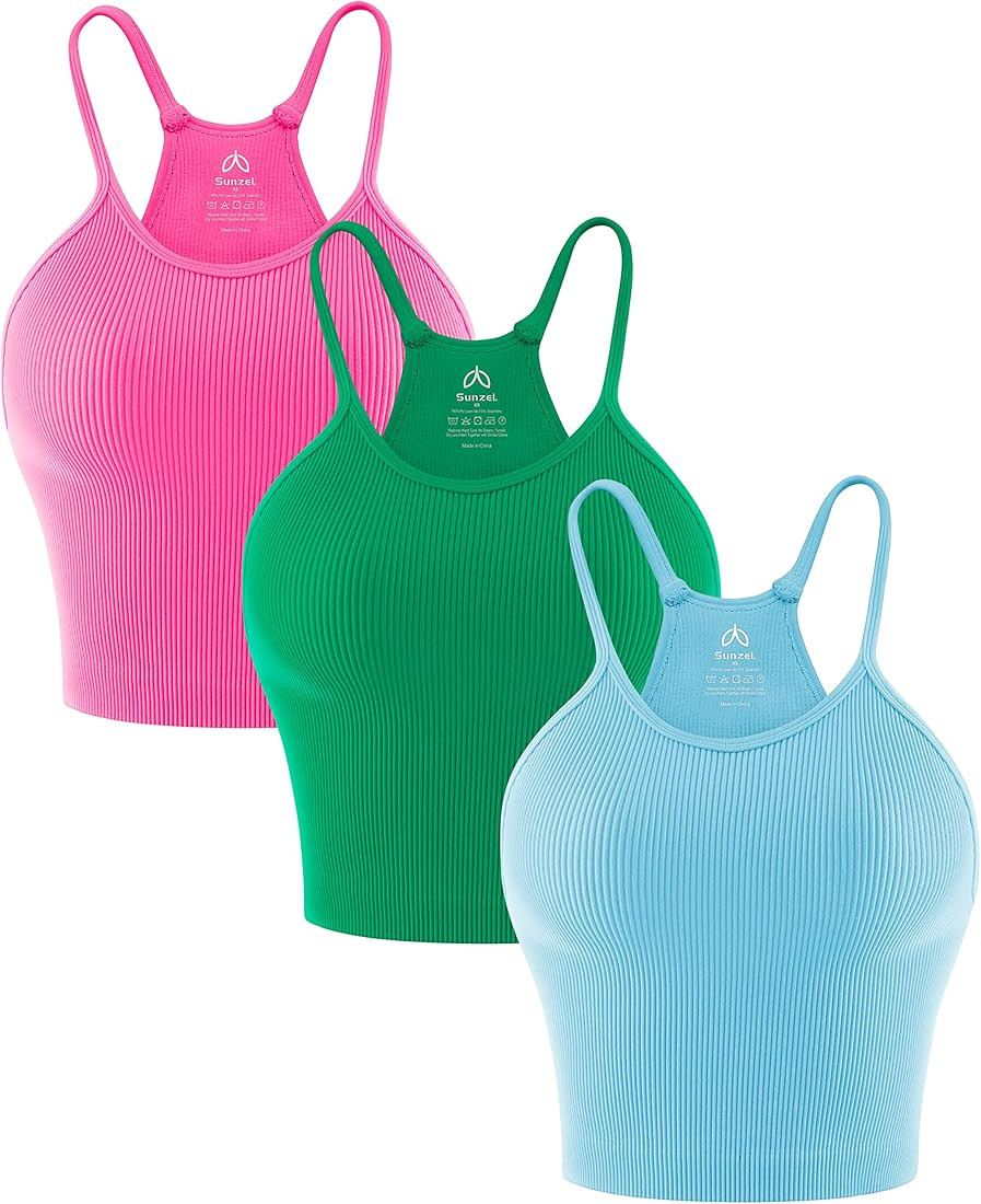 Sunzel Free to Be Tank, Crop Ribbed Tank Tops Seamless Racerback Camisoles Light Support No pad Cami | Amazon (CA)