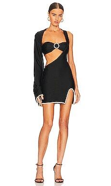 Khanums Knur Pearl Trim Mini Dress in Black from Revolve.com | Revolve Clothing (Global)