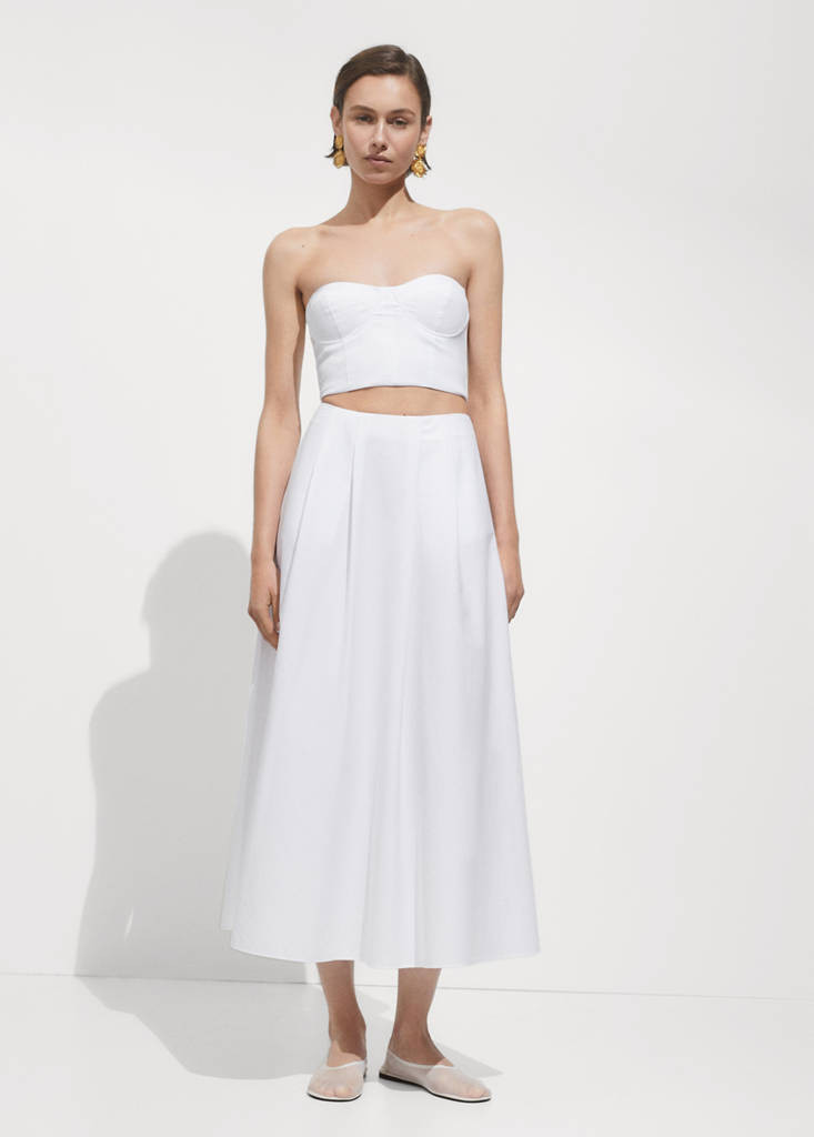 Strapless cropped top white - Women - M - MANGO | Mango (US/MX/AU)