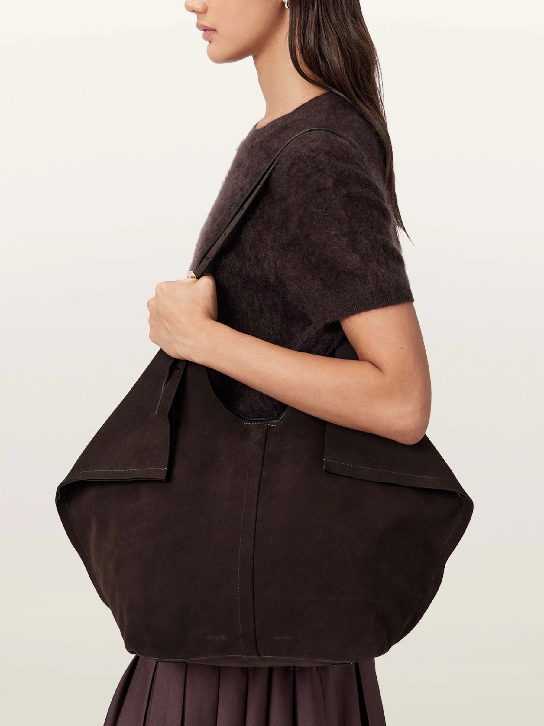 All Saints AllSaints Brown Ara Suede E/W Tote Bag | Next US