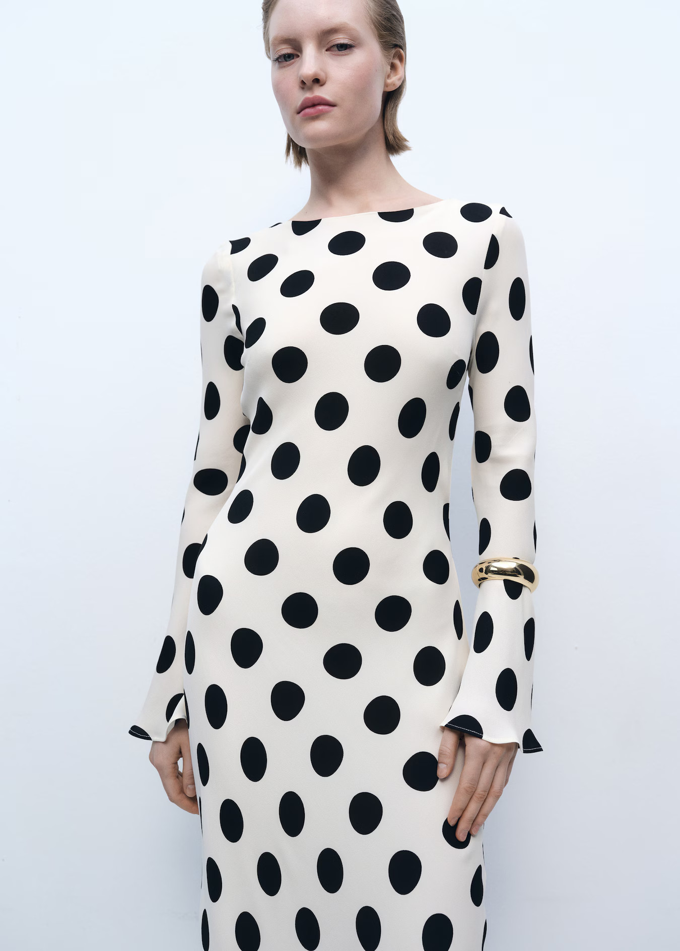 Flared sleeve polka-dot dress - Women | MANGO USA | Mango (US/MX/AU)
