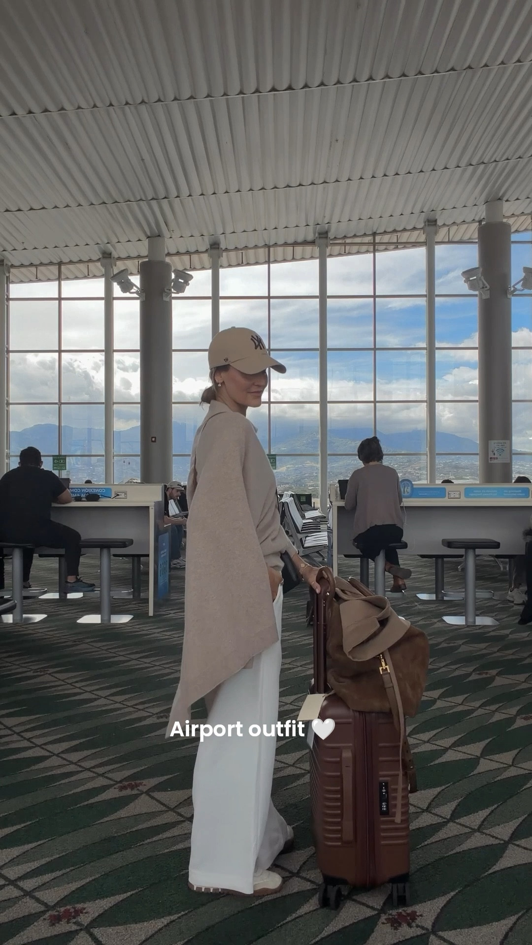 Airport Outfit SJO - IND ✨🤍🛩️ comment AIRPORT OUTFIT  and I’ll send you links to shop! 

Pullon elastic waist pants, cashmere wrap, cropped trench jacket, miu miu sneakers, suede duffle bag, Beis carryon cat, chic travel outfit 

#LTKTravel #LTKgrwm #LTKootd