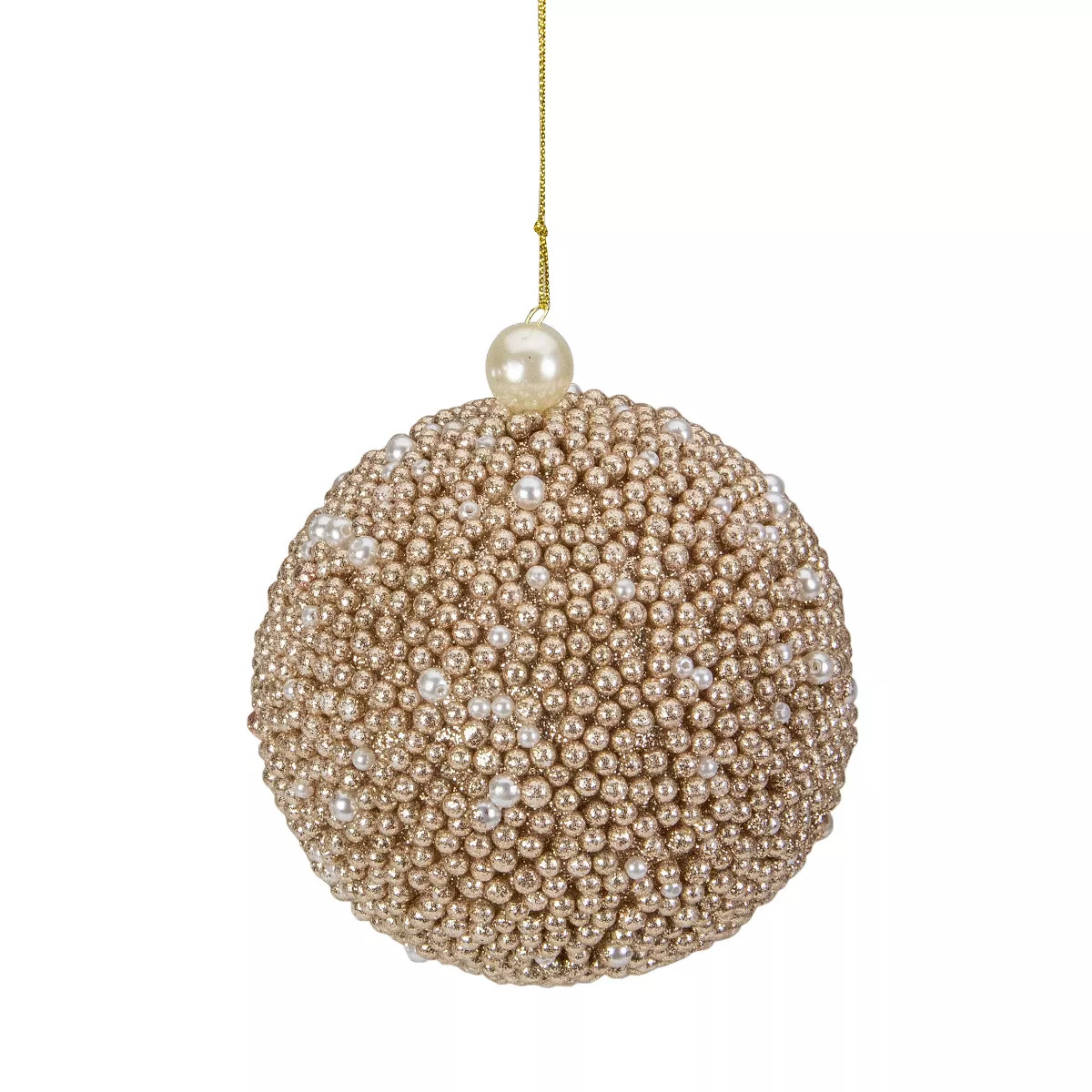 Northlight 4" Gold Glitter Beaded Christmas Ball Ornament | Target