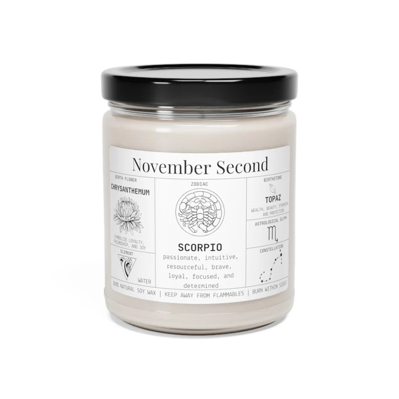 Personalized Birthdate Candle Birth Month Flower, Birthstone and Zodiac Sign Customized Birthday ... | Etsy (US)