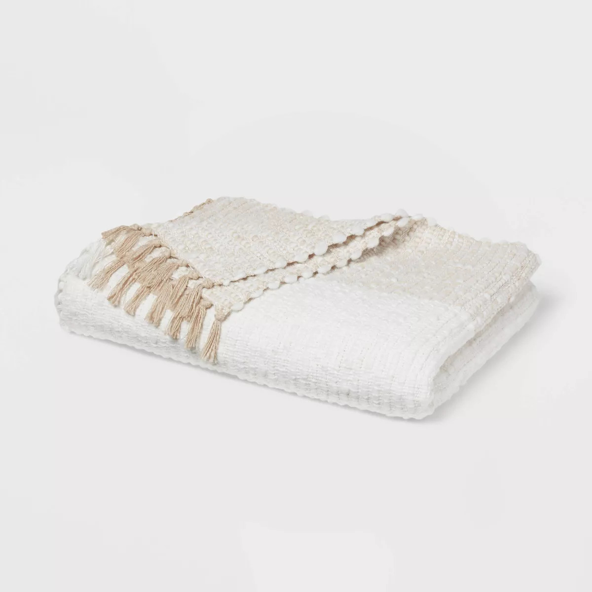 Chunky Woven Color Block Bed Throw White/Natural - Threshold™ | Target