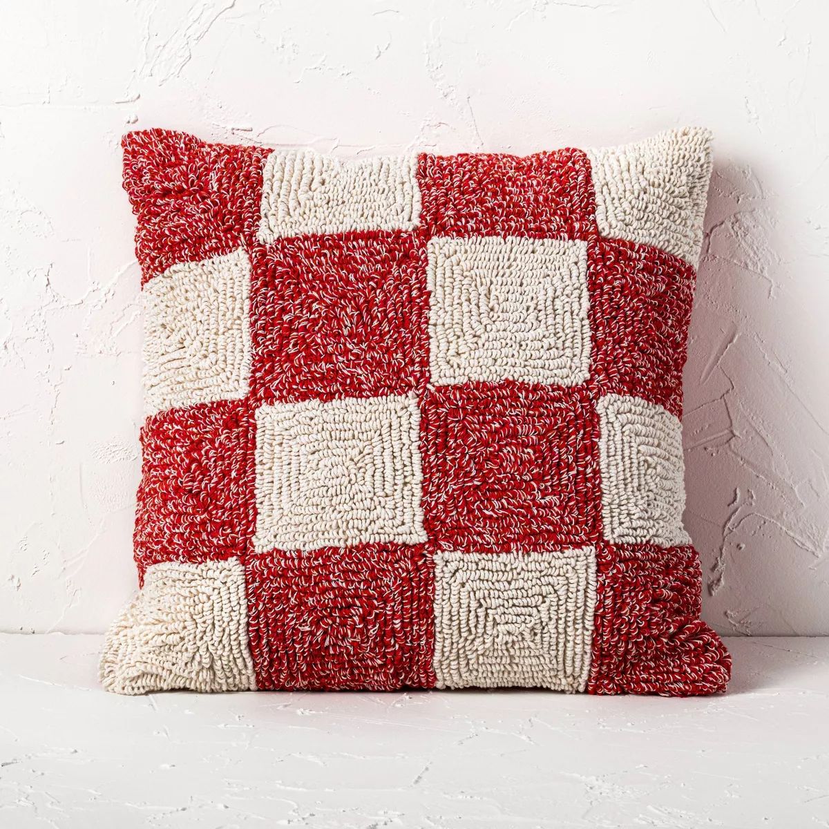 18"x18" Cotton Tufted Christmas Checkerboard Oblong Lumbar Decorative Pillow - Opalhouse™ desig... | Target