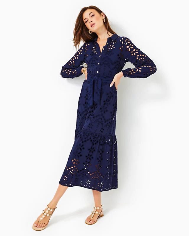Zia Eyelet Midi Shirtdress, Lilly Pulitzer New Arrivals, Lilly Pulitzer Spring, Memorial Day Dress,  | Lilly Pulitzer