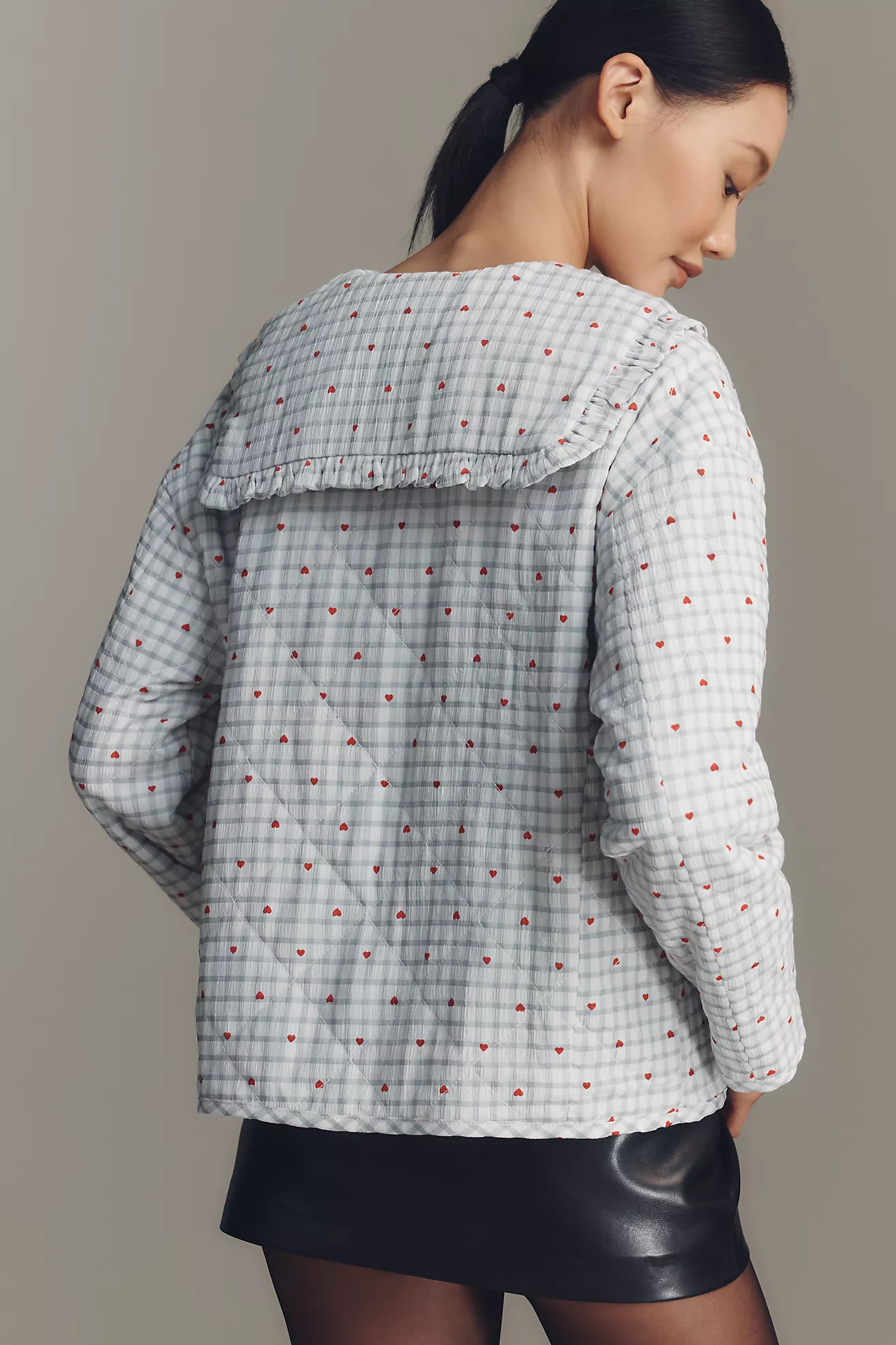 The Hazel Heart Print Quilted Jacket by Maeve | Anthropologie (US)