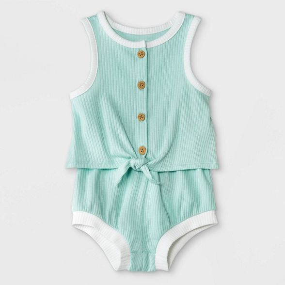 Baby Girls' 2pc Rib Top & Bottom Set - Cat & Jack™ Mint | Target