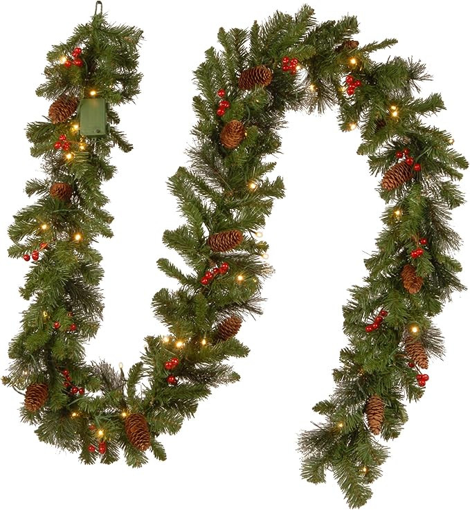 National Tree Company 9 ft Pre-Lit Crestwood Spruce Artificial Christmas Garland, Christmas Decor... | Amazon (US)