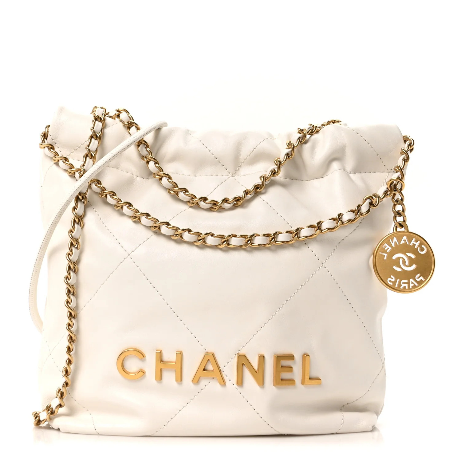 Shiny Calfskin Quilted Mini Chanel 22 White | FASHIONPHILE (US)