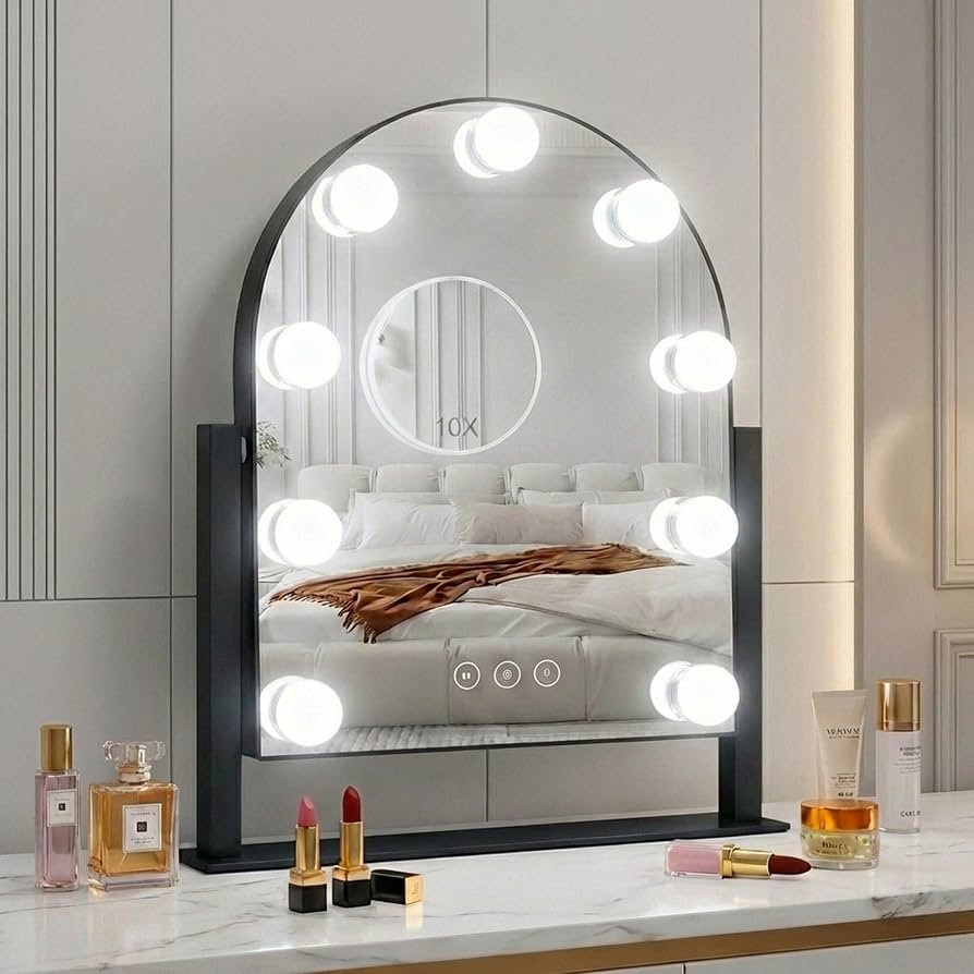Arched Makeup Vanity Mirror with Lights,10X,Black,14.17"x11.81" | Amazon (US)