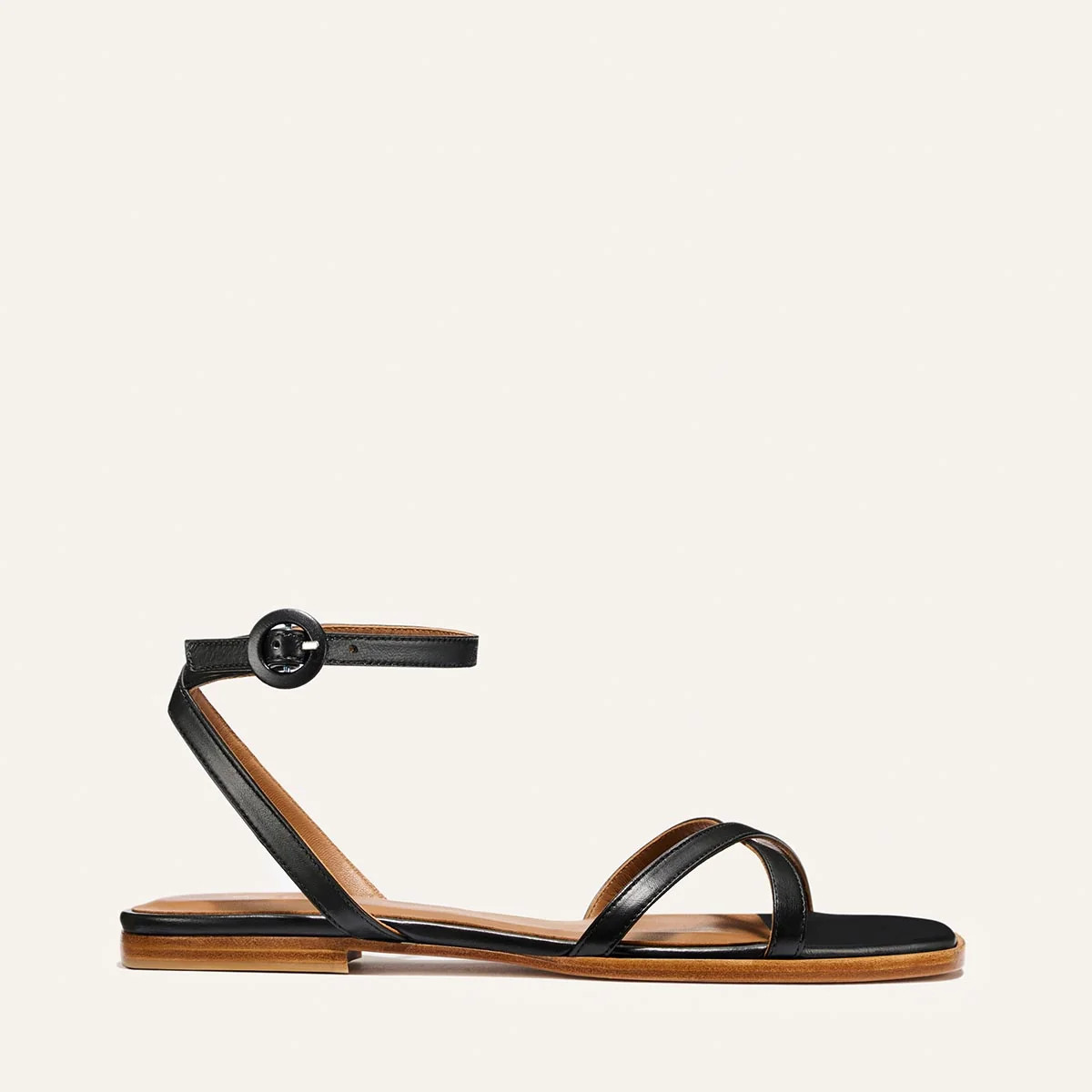 The Flat Sandal - Black Nappa | Margaux