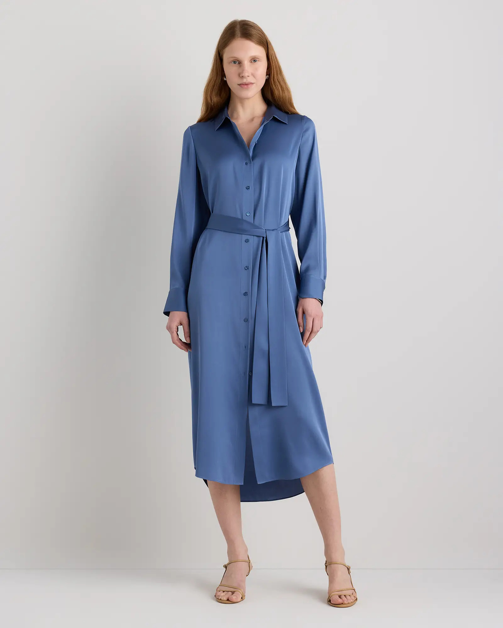 Washable Stretch Silk Maxi Shirt Dress | Quince