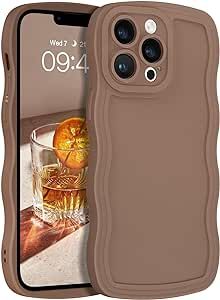 YINLAI Designed for iPhone 13 Pro Max Case, Brown Soft Silicone Gel Rubber Phone Cover, Cute Curl... | Amazon (US)