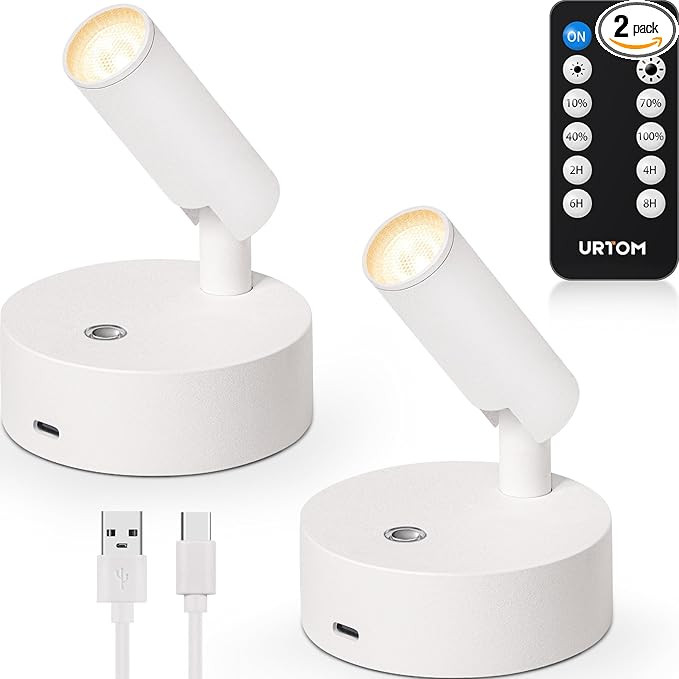 Wireless Spot Lights Indoor with Remote Rechargeable LED Uplighting Indoor Dimmable Warm White Pi... | Amazon (US)