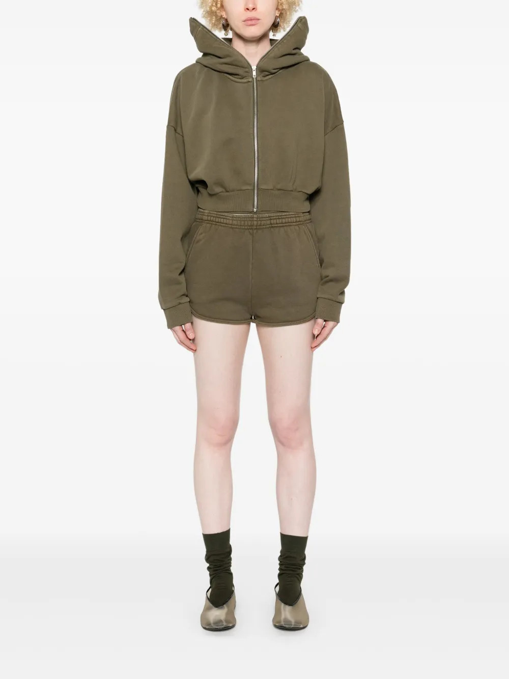 ENTIRE STUDIOS Cropped Full Zip Hoodie | Green | FARFETCH | Farfetch Global