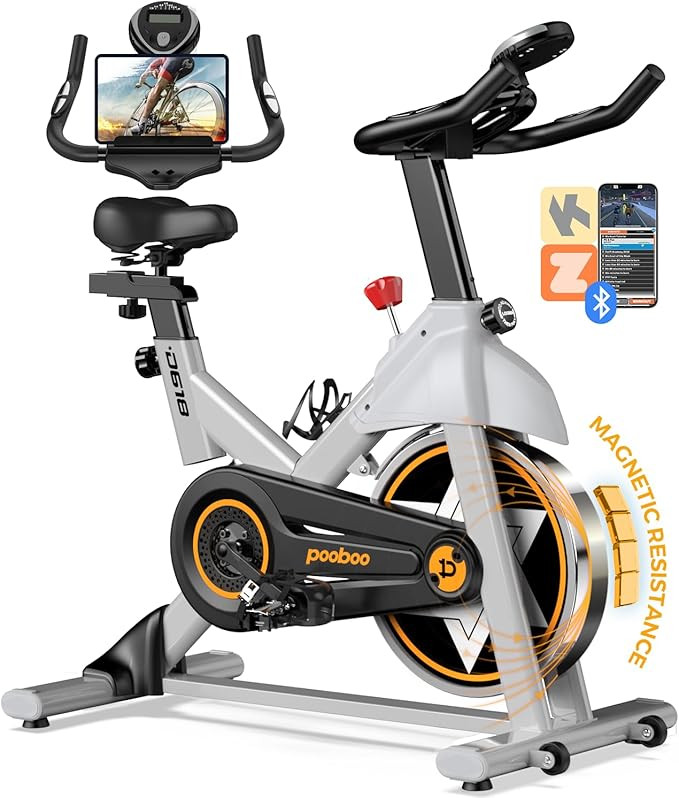 POOBOO Exercise Bike, Stationary Bike for Home Gym, Magnetic Resistance Indoor Cycling Bike w/Com... | Amazon (US)