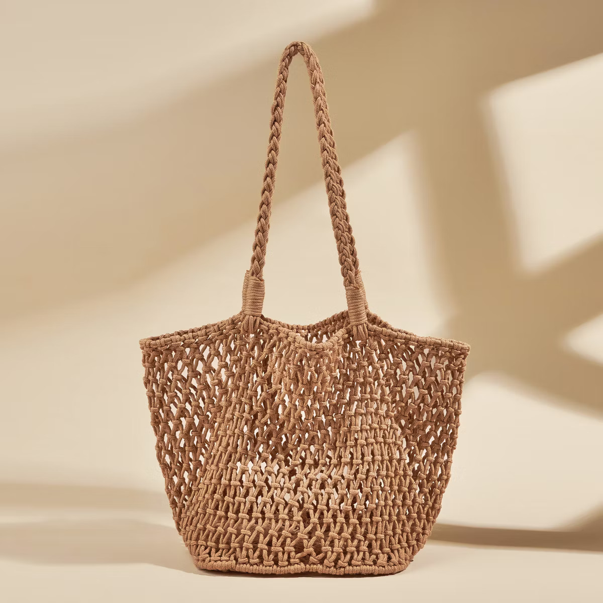 Women's Tan Open Weave Beach Tote Bag - Cupshe-One Size-Tan | Target