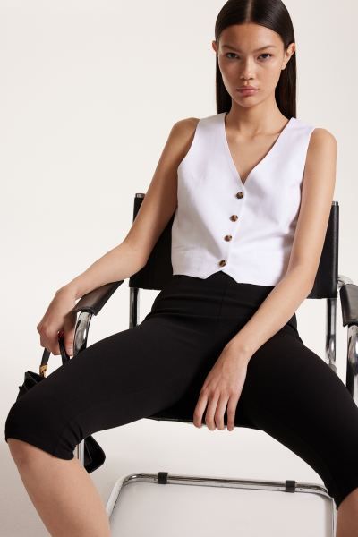 Suit Vest - V-neck - Short - White - Ladies | H&M US | H&M (US + CA)