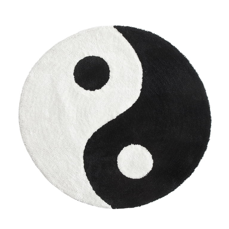 Mainstays 30 in x 30 in Yin Yang Shaped Area Rug, Black and White | Walmart (US)